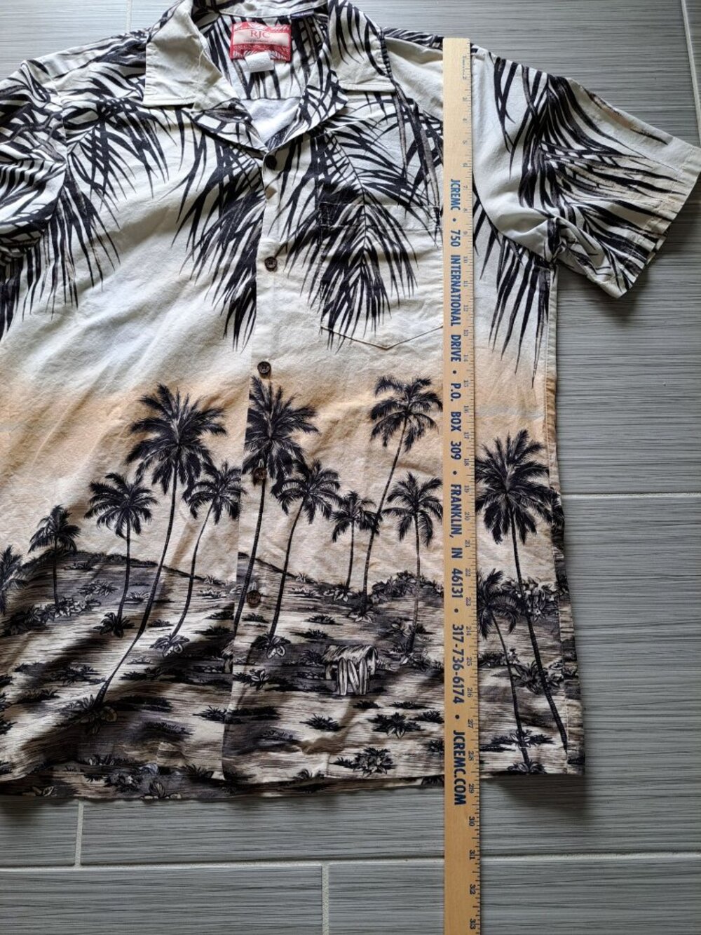 Rjc Hawaiian Shirt Palm Tree Cotton Button Front Short Sleeve Mens L Hawaii - Picture 11 of 12